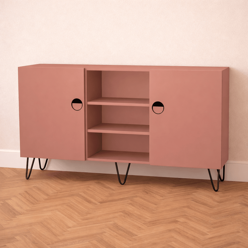 Buffet sur mesure sur pieds couleur rose