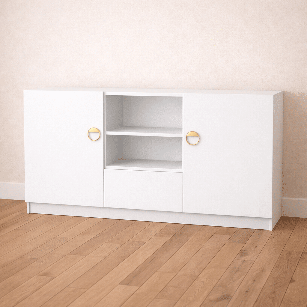 Buffet sur mesure blanc et doré élégant