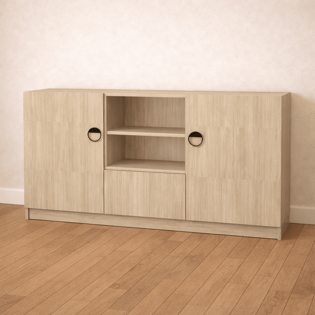 Buffet sur mesure en bois clair élégant