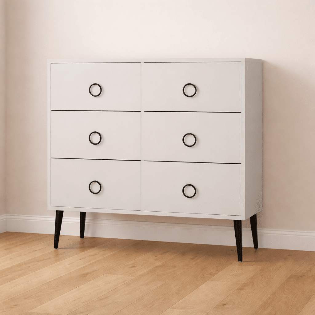 Commode sur mesure blanche élégante sur pieds