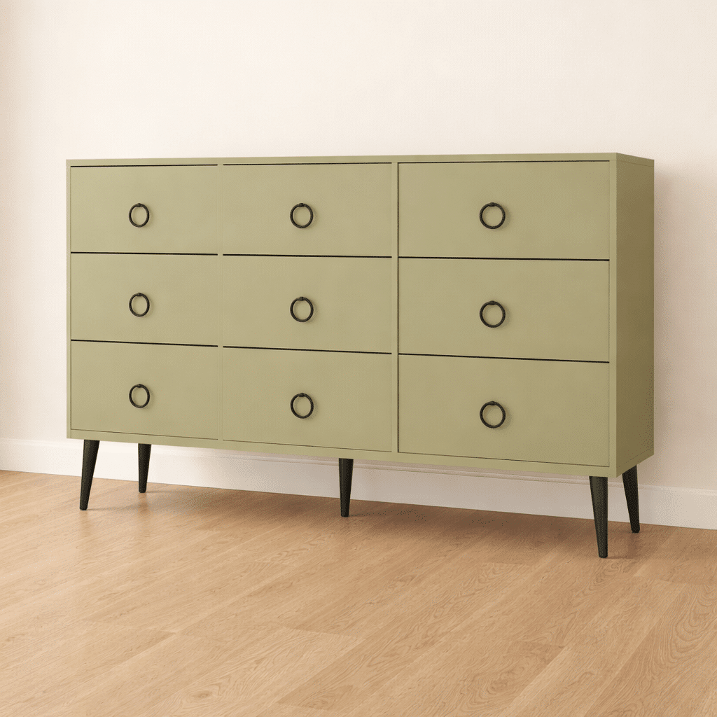 Commode sur mesure verte élégante