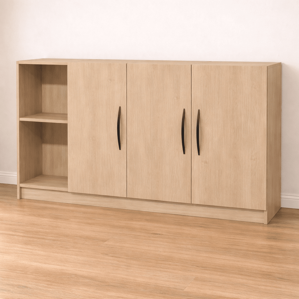 Meuble bas sur mesure en bois clair