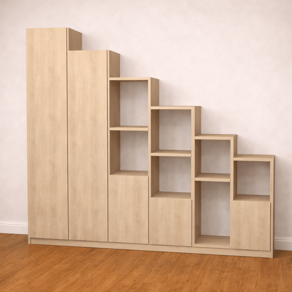 Meuble sous escalier sur mesure mélaminé 19mm